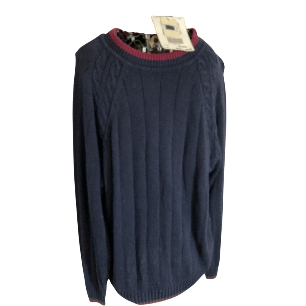 Vintage Sears Roebuck & Co Since 1886 Navy Cable Ribbed Sweater Mens XL NWT‎